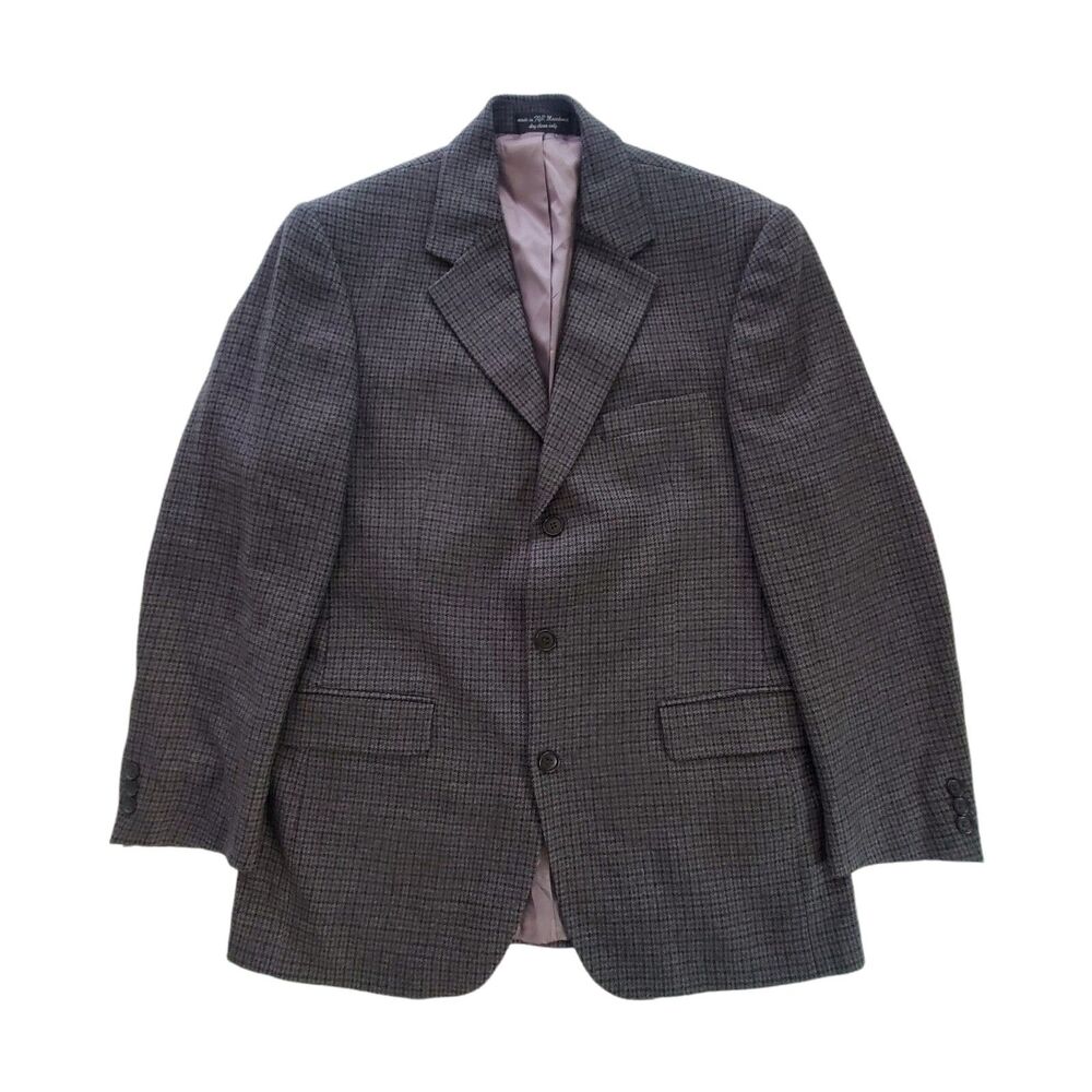 Gianfranco Ruffini Italy Men’s Size 40R Gray Black Herringbone Blazer‎ Lambswool